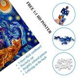 Cat Puzzles for Adults 1000 Pieces, PICKFORU Stained Glass Puzzles Feature Purple Iris Flowers, Starry Night, Moonlit Cat Flower Jigsaw Puzzle for Cat Lovers PICKFORU