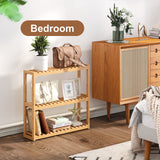 FILWH Bamboo Organizer Rack - Adjustable 3-Tier Storage Shelf, Wall Mounted or Over The Toilet, Living Room, Kitchen (Natural) FILWH