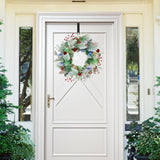 Christmas Wreath for Front Door 24inch - Light Up Artificial Christmas Wreath, Lighted Christmas Wreaths Battery Operated, with Bells and Wreath Hanger, for Front Door Wall Windows Xmas Decoration HOYECHI