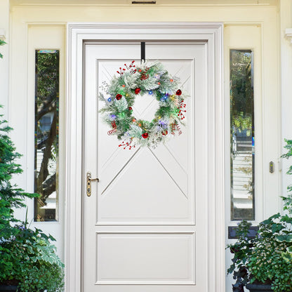 Christmas Wreath for Front Door 24inch - Light Up Artificial Christmas Wreath, Lighted Christmas Wreaths Battery Operated, with Bells and Wreath Hanger, for Front Door Wall Windows Xmas Decoration