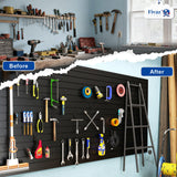 4'x8' PVC Slat Wall Paneling, High Load Capacity Slatwall Panel, Cuttable & Moisture-Proof & Flame Retardant, Heavy Duty Black Garage Slatwall Panes Storage Systems for Garage Workshop Storage Fivaz