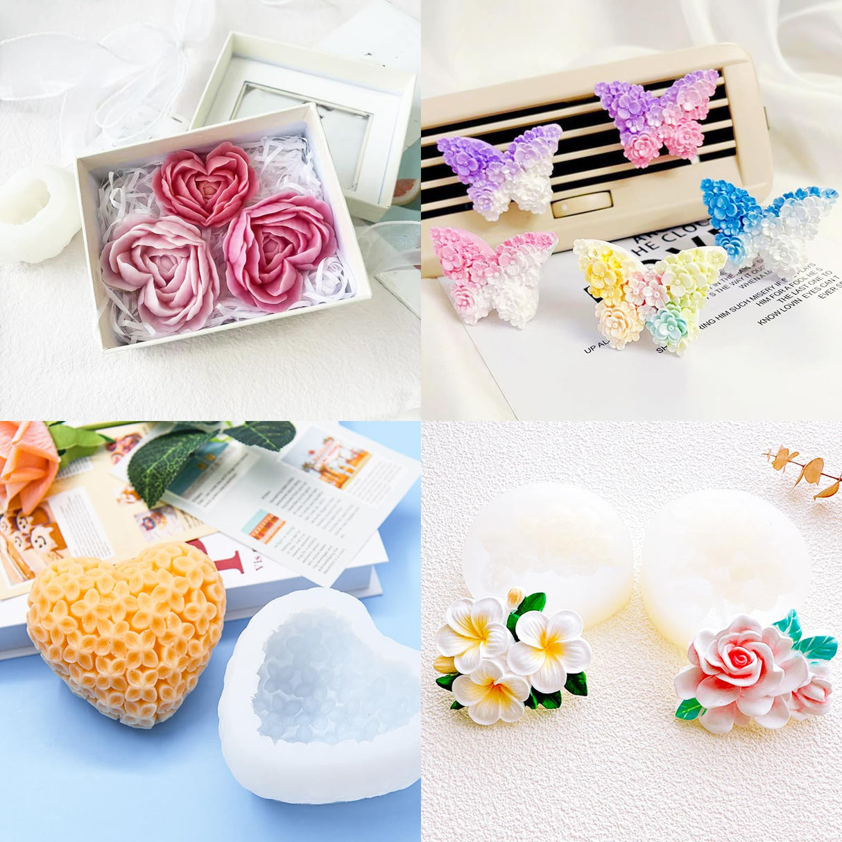 9 PCS Flower Candle Molds Rose Silicone Candle Mold Flower Shapes Moldes De Rosas Silicona para Velas for Soy Wax, Beeswax, Candle Making, Resin Craft Aifong