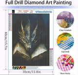 DAZZLEDOTS Diamond Art Kits for Adults, Dragon Diamond Painting Kits for Beginner Book Round 5D Full Drill Diamond Dots Crafts for Home Wall Decor Gifts 12x16 Inch DAZZLEDOTS