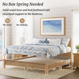 Cozyman Solid Oak King Platform Bed Frame with Headboard – No Box Spring Needed, 800lb Capacity, Easy Assembly, Dark Oak Finish Cozyman