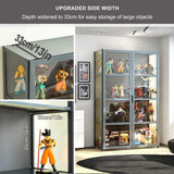 Curio Display Cabinet, 4-Tier Storage Shelves with Acrylic Double Door, Collectibles Toy Organizers Rack & Display Shelf, Bookshelf and Bookcase for Playroom, Bedroom,Wooden,130×82cm/51×32in Generic