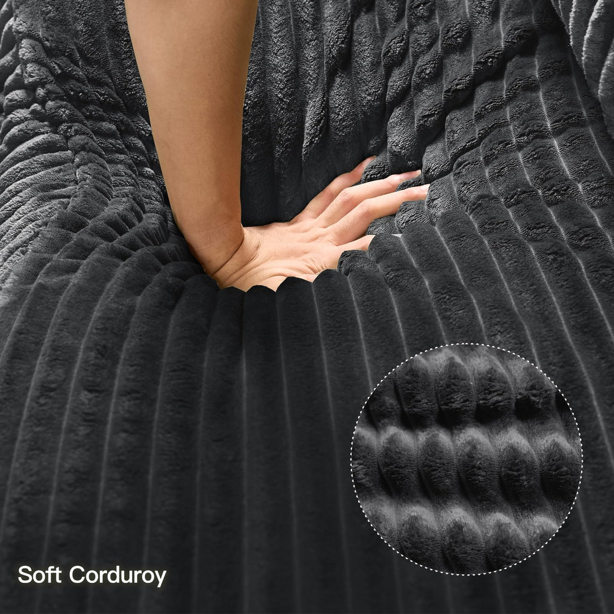 Belffin Sectional Couch with L-Shape Chaise L Shaped Couch with Ottoman Sectional Couches for Living Room Corduroy (Dark Grey, L Shaped) Belffin