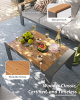 Aoxun Aluminum Outdoor Patio Furniture Set, 5 Seats Outdoor Sectional with Coffee Table, Patio Conversation Sets with Upgraded Armrests and Cushions for Backyard, Garden and Poolside（Grey） Aoxun