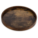 Hanobe Decorative Coffee Table Tray: Brown Wood Tray Round Rustic Wooden Trays Circle Farmhouse Centerpiece Candle Holder for Home Decor Ottoman Counter Display Living Room Organizer 12" Hanobe