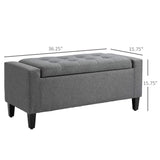 HOMCOM Storage Ottoman, Linen Upholstered Storage Bench with Lift Top and Button Tufted for Living Room, Gray HOMCOM