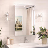 TokeShimi 16x24 Bathroom Medicine Cabinet with Mirror Tempered, Aluminum Silver Mirrored Medicine Cabinet Recessed or Surface Mount with Adjustable Storage Metal for Modern Farmhouse TokeShimi