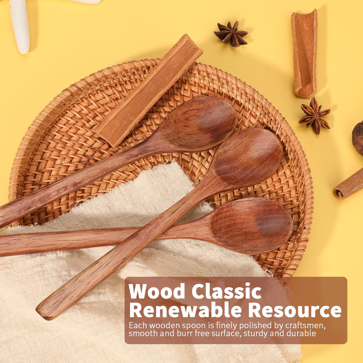 AERZIP 9 Inch Wooden Spoons for Eating Mixing Stirring Soda Jam Honey, Extra Long Handle Wood Soup Spoons for Serving Home Kitchen Cooking Table Spoon (2 PCS) aerzip