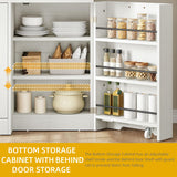 DWVO Kitchen Pantry Cabinet, 70" Tall Farmhouse Freestanding Kitchen Storage Cabinets with 10 Gallon Tilt-Out Trash Can Cabinet,2 Drawers, Microwave Coffee Bar for Living & Dining Room, White Walnut DWVO