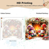 EOBROMD Christmas Paint by Numbers Kits for Adults, Gnome DIY Kits Crafts for Beginner, Christmas Painting Adults, Oil Paint by Numbers for Home Decor Gift 16x16inch(Without Frame) EOBROMD