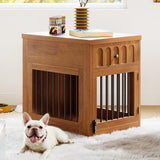LIKEMET Dog Crate Furniture for Small Dogs, Wooden Dog Kennel with Drawer, Indoor Pet Crate End Table with 1.18-inch Tabletop, Decorative Pet Cage Dog House, Walnut LIKEMET