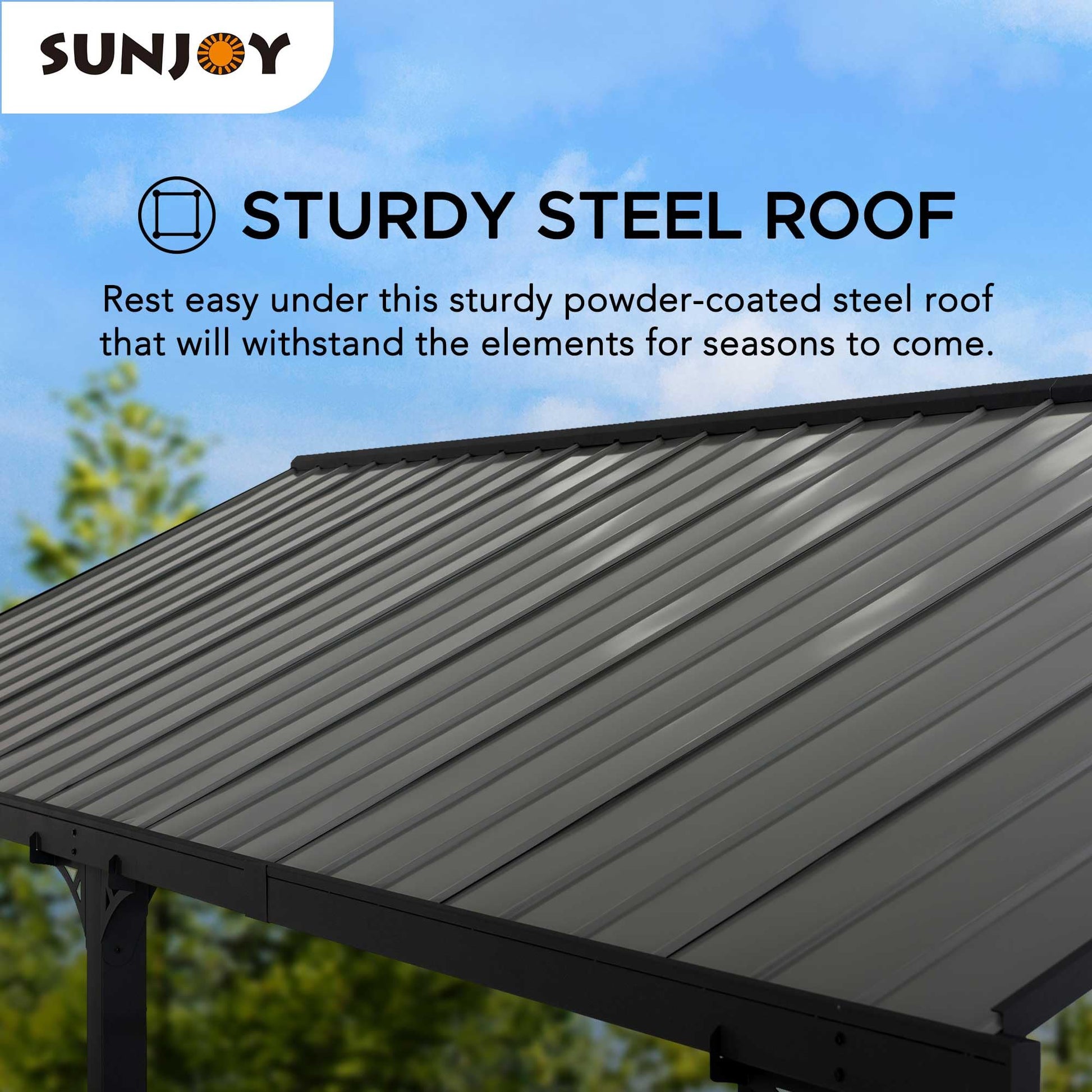 Sunjoy Carport 12 ft. x 20 ft. Outdoor Gazebo Heavy Duty Garage Car Shelter with Powder-Coated Steel Roof and Frame by AutoCove, Gray and Dark Gray - WoodArtSupply