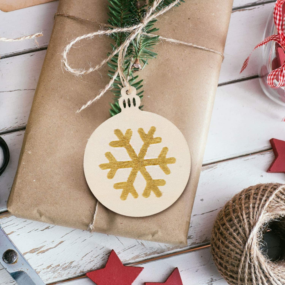 60Pcs Wood Slices,3.5" Wooden Christmas Ornaments,Unfinished Predrilled Wood Circles for Crafts Centerpieces,DIY Round Wooden Discs Hanging Decorations pojah