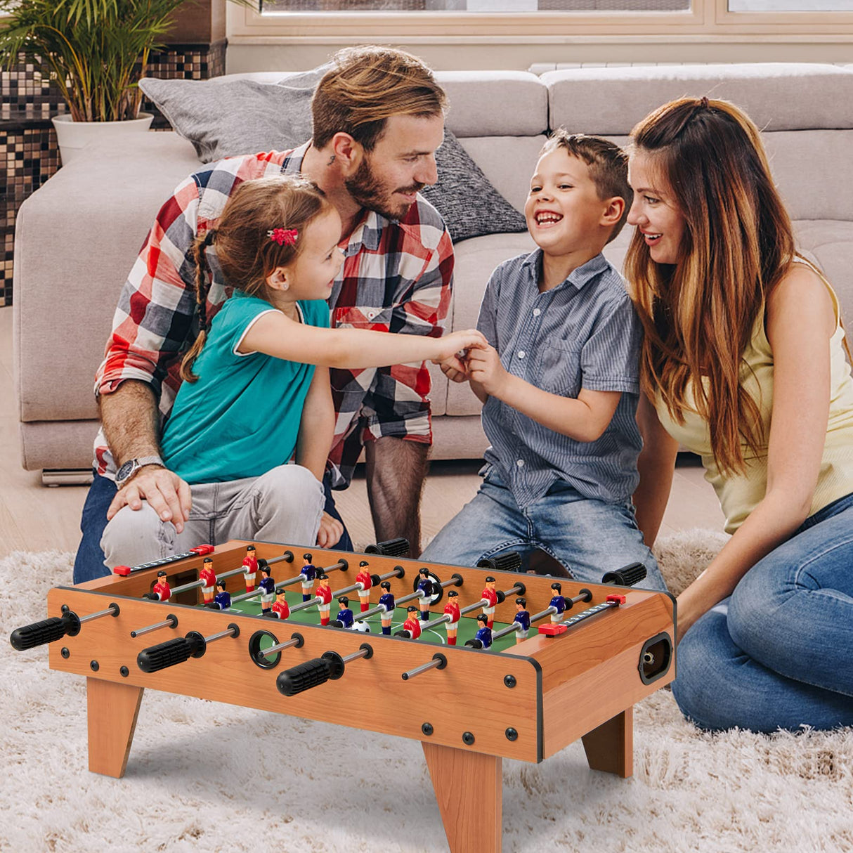 Giantex 27" Foosball Table, Easily Assemble Wooden Soccer Game Table Top w/Footballs, Indoor Table Soccer Set for Arcades, Game Room, Bars, Parties, Family Night Giantex