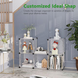 C&AHOME Cube Storage Organizer, 6-Cube Shelves Units, Closet Cabinet, DIY Plastic Modular Book Shelf, Ideal for Bedroom, Living Room, Office, 36.6" L x 12.4" W x 36.6" H Translucent White SBTM3506A C&AHOME