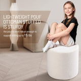 KKdema Round Pouf Ottoman and Foot Rest, Soft Boucle Footstool Ottomans for Living Room, Comfort Foam Stuffed Poofs for Couch Desk Resting Your Feet, White KKdema
