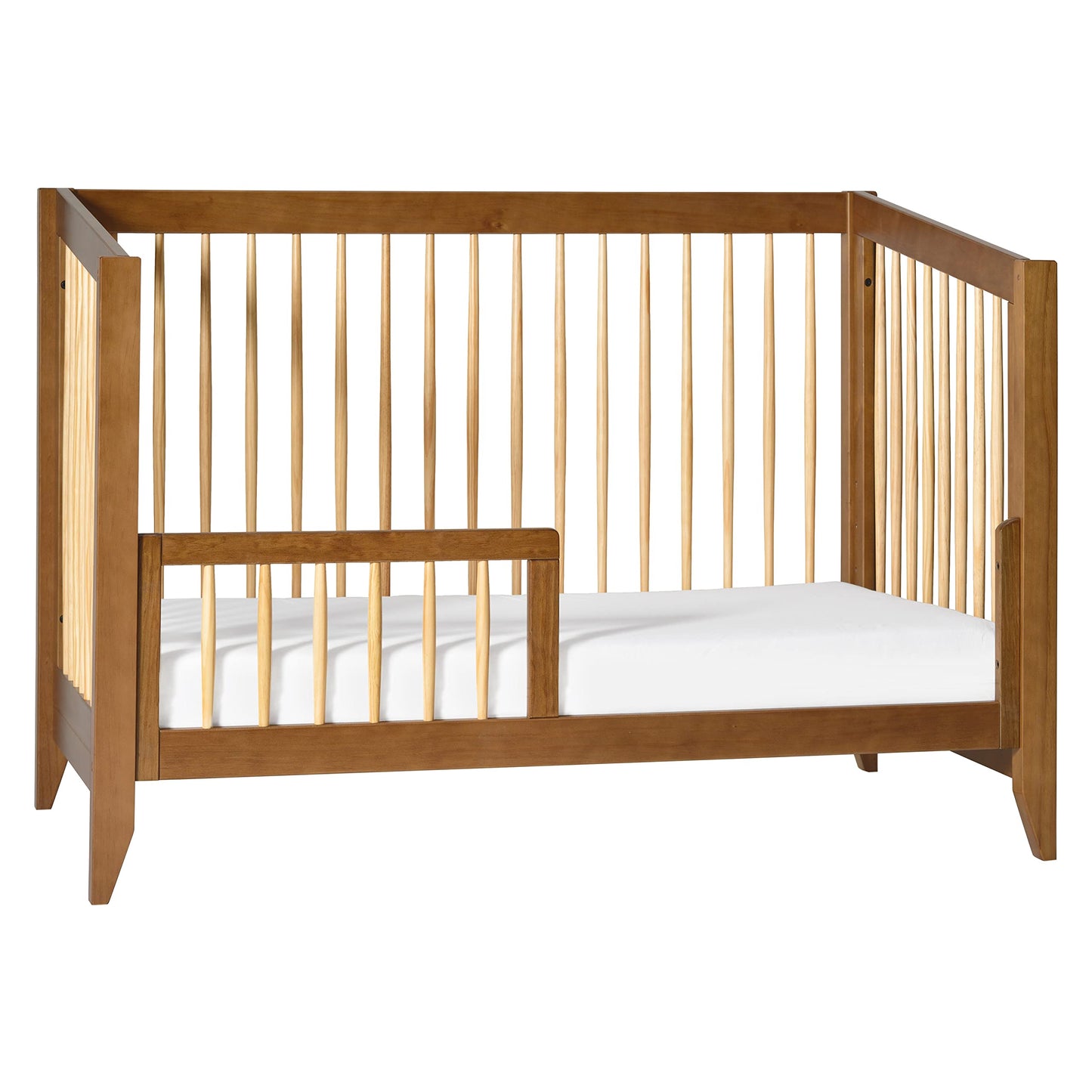 Babyletto Sprout 4-in-1 Convertible Crib with Toddler Bed Conversion Kit in Chestnut and Natural, Greenguard Gold Certified