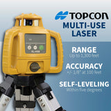 Topcon RL-H5B Laser Transit Leveler Kit - LS-80X Rotary Laser Receiver with Rod Bracket - 36-60in Precision Level 360 Laser Tripod - 13ft Fiber Rod Level Tool with Inch Increments for Construction TOPCON