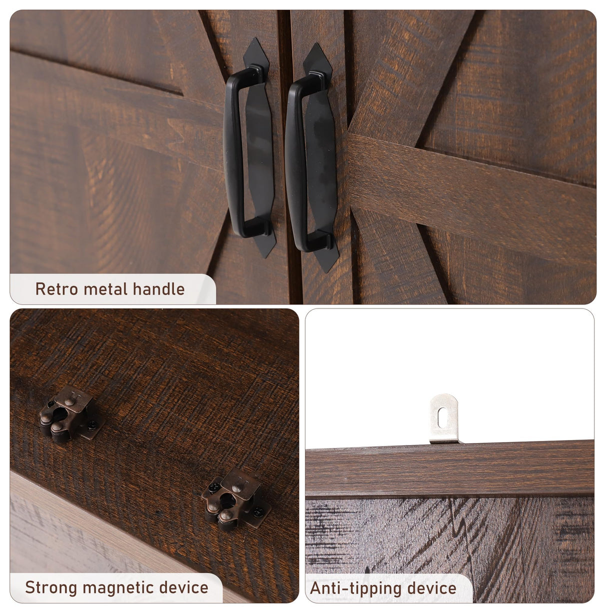 Hlivelood Farmhouse Kitchen Pantry Cabinet, 71" Tall Storage Cabinet with 2 Barn Doors & 2 Drawers, Large Farmhouse Kitchen Cupboard with Adjustable Shelves, Dining Room, Living Room, Rustic Brown Hlivelood