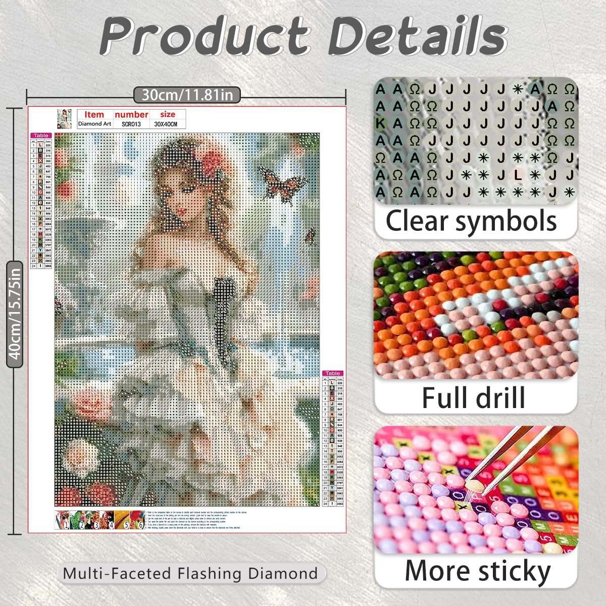 Ohhvvow Princess Diamond Art Kit for Adults, 12x16 Inch Beautiful Girl & Fountain Diamond Painting with Butterfly, DIY 5D Full Drill Gem Dotz Craft Kits, Home Wall Decor, Gift for Women & Beginners Ohhvvow