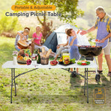 Folding Table 6FT Portable Heavy Duty Plastic Camping Table Foldable Table Plastic Dining Table Indoor Outdoor for Camping, Picnic and Party, White Dopinmin