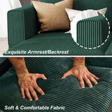 Belffin Modular Sectional Sofa with Storage Ottoman Seats, Corduroy Convertible Modular Sofa Bed Sectional Couch for Living Room, Green Belffin