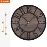 LEIKE Large Wall Clock,Silent,Non Ticking,Battery Operated Round Modern Big Wood Wall Clocks for Living Room, Bedroom,Kitchen,Farmhouse,Office,Rustic Home Decor-16 Inch/40CM-Black-Arabic Number LEIKE