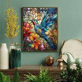 xackcme Hummingbird Paint by Numbers for Adults - Stained Glass Paint by Number on Canvas Without Frame, DIY Bird Oil Painting for Gift Home Wall Decor (16x20 inch) xackcme