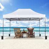 Yaheetech Heavy Duty Pop Up Canopy Tent, 10x15 Commercial Instant Shelter Tent, Outdoor Adjustable Canopy with Wheeled Bag, 4 Sandbags & 8 Stakes, White Yaheetech