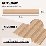 POHARE Slat Wall Paneling,8-Pack 3D WPC Wood Wall Panels,Acoustic Wall Panels for Interior Wall Decor,Living Room,Bedroom,Oak,95 x 6 in POHARE