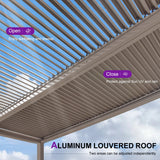 PURPLE LEAF Louvered Pergola 10' × 15', Aluminum Outdoor Hardtop Pergola with Adjustable Retractable Louvre Roof for Deck, Garden Backyard PURPLE LEAF