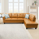 NicBex L Shaped Couch Sectional Couches for Living Room Morden Sofa Couch Faux Leather Futon Sofa Bed with Chaise and Back Cushions for Reception Room and Apartment, Ginger NicBex