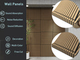 TRAIN2 ART 4 Pcs Wood Slat Acoustic Panels, 3D Fluted Wood Panel Sound Absorbing Panel for Wall and Ceiling, Decorative Sound Proof Panels Easy Installation (Walnut, 4pcs - 23.6 X 23.6 in) TRAIN2 ART