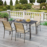 AECOJOY 5 Piece Patio Table and Chair Set for 4, Outdoor Dining Set Includes 51.2" Rectangle Table with 1.73" Umbrella Hole, 4 Stackable Textilene Chairs, for Garden, Backyard and Poolside, Dark Gray AECOJOY