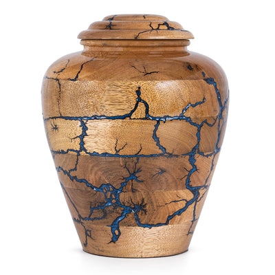 STONLIF Wooden Cremation Urns for Human Ashes 200 Cubic Inches - Urn for Adult Male & Female - Decorative Urns, Funeral Urns, Burial Wood Urns for Men, Women & Loved Ones - Blue, Large (200 lbs)