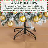 Yaheetech 4.5ft Pre-lit Artificial Christmas Tree with Incandescent Warm White Lights, Snow Flocked Full Prelighted Xmas Tree W/340 Branch Tips, 150 Incandescent Lights & Foldable Stand, Green & White Yaheetech