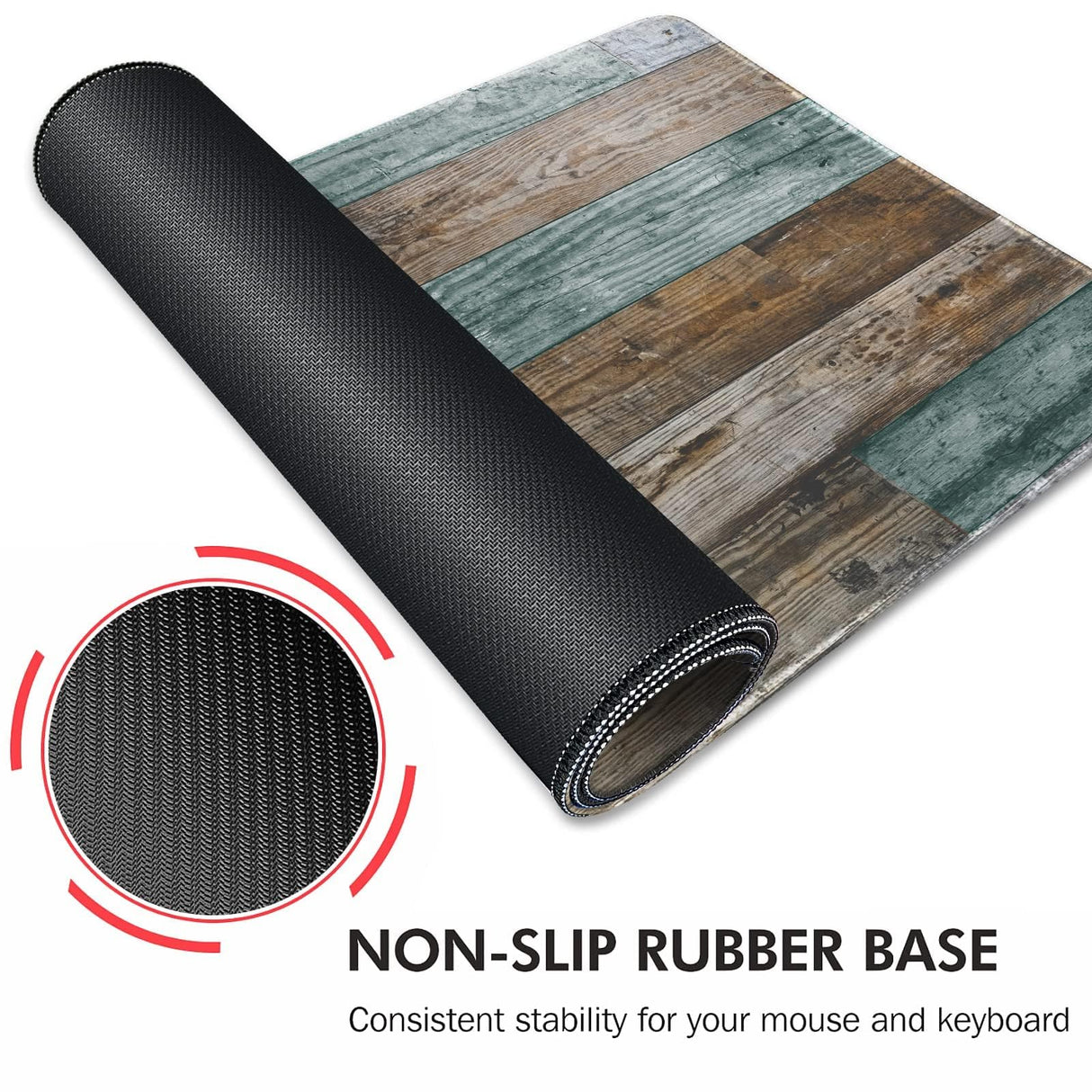 Galdas Gaming Mouse Pad Vintage Wood Grain Pattern XXL XL Large Mouse Pad Mat Long Extended Mousepad Desk Pad Non-Slip Rubber Mice Pads Stitched Edges Thin Pad (31.5x11.8x0.12Inch) Galdas