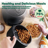 BELLA 2 qt Manual Air Fryer Oven and 5-in-1 Multicooker with Removable Nonstick and Dishwasher Safe Crisping Tray and Basket, 1200 Watt Heating System, Matte Black BELLA