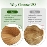 LAVNTM Rattan Bread Basket, 3 Pack Hand Woven Round Fruit Baskets for Serving, Picnic Basket, Wicker Storage for the Living Room Kitchen (Honey Brown) LAVNTM