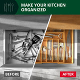 Luxury Bamboo Kitchen Drawer Organizer - Silverware Organizer - Utensil Holder and Cutlery Tray with Grooved Drawer Dividers for Flatware and Kitchen Utensils (9 Slot, Natural) ROYAL CRAFT WOOD