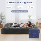 MAXYOYO 8" Futon Mattress Full Size, Ultra Thick Futons Sofa Couch Bed Tufted Sleeper Sofa Bed, Floor Mattress for Adults, Shredded Foam Filling (Frame Not Included), Dark Grey MAXYOYO