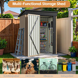 Greesum 5×3FT Outdoor Storage Shed, Metal Patio Storaged Sheds with Lockable Doors, Sheds & Outdoor Storage for Bike, Backyard, Pool and Garden, Brown Greesum