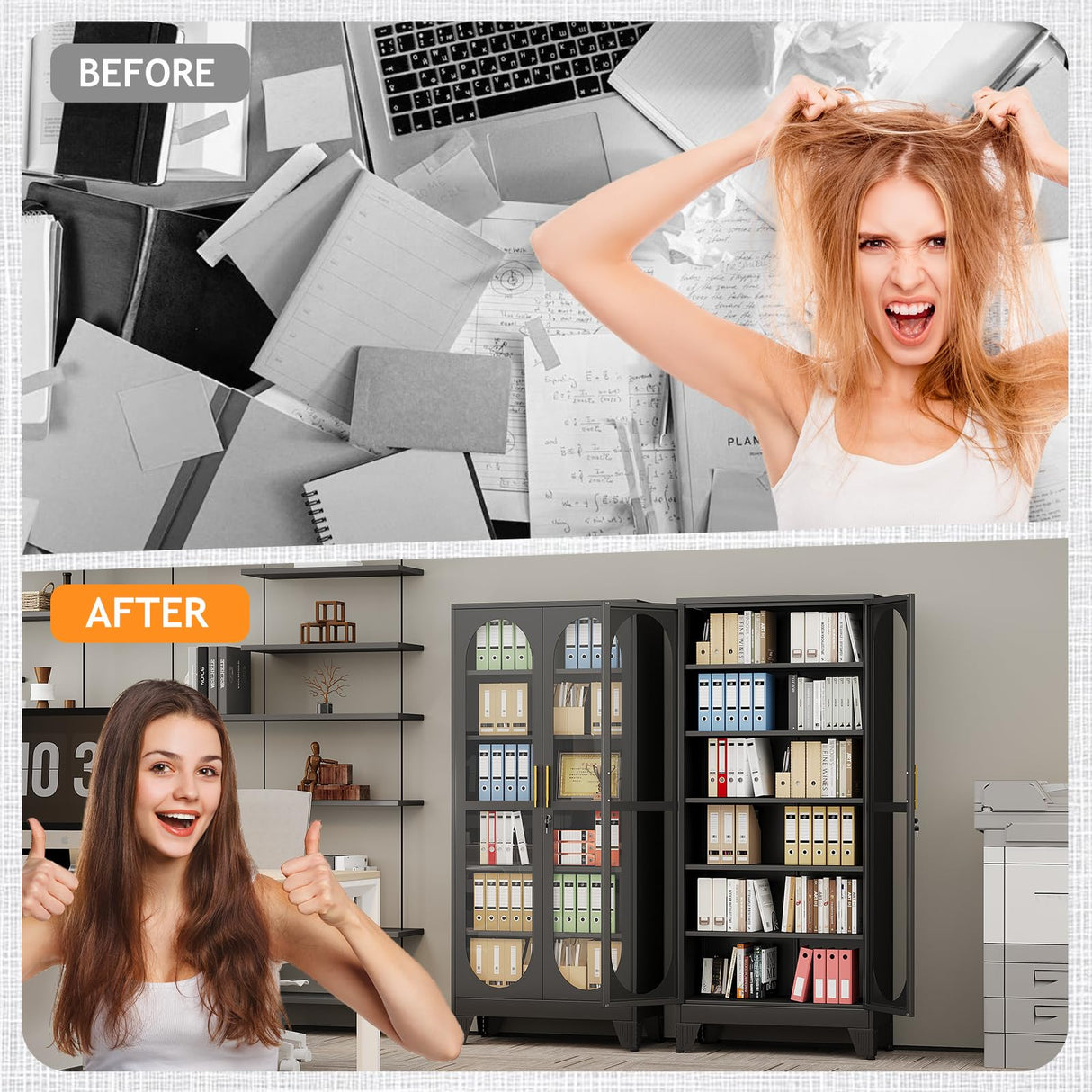 PAOFIN 75" H Locking Display Cabinet with Glass Door, Metal Curio Cabinets with 5 Adjustable Shelves, Tall Liquor Cabinet Display Case for Living Room, Wine, Clinic, Home - Assembly Required Black PAOFIN