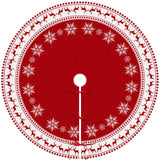 Christmas Tree Skirt 48 inch Tree Skirt Large Snowflake Reindeer Red Xmas Tree Skirt Rustic Christmas Decorations for Winter New Year Holiday Party Decor Indoor Outdoor Lukisesy