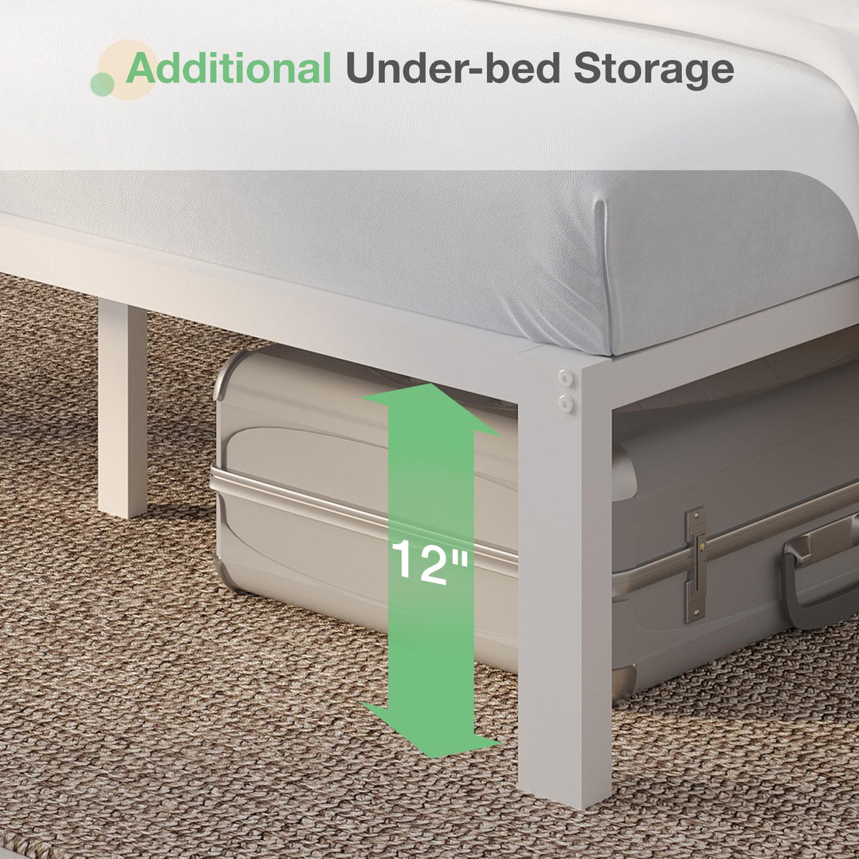 Novilla 14 Inch Full Size Bed Frame with Headboard, White Metal Platform Bed Frame, Full Bed Frame No Box Spring Needed, Easy Assembly Novilla