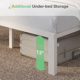 Novilla 14 Inch Full Size Bed Frame with Headboard, White Metal Platform Bed Frame, Full Bed Frame No Box Spring Needed, Easy Assembly Novilla