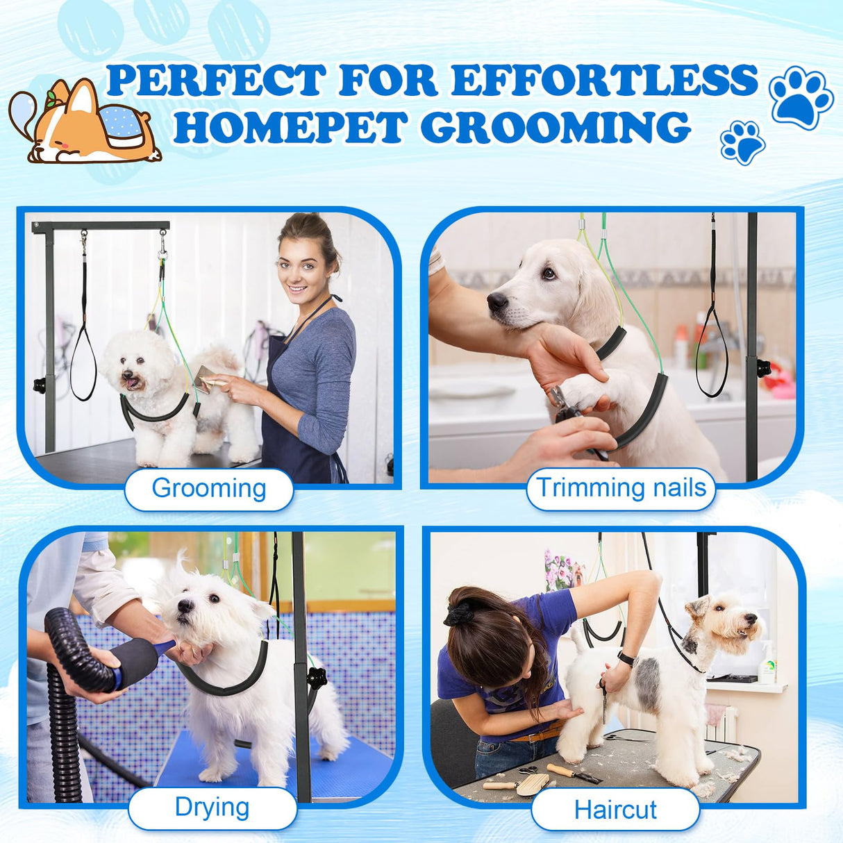 Breeze Touch Dog Grooming Table Arm with Clamp 32in, Pet Dog Grooming Table for Small Dogs at Home Foldable, Cat Dog Grooming Harness Stand Holder Portable for Trimming Nails, Drying, Haircut Breeze Touch